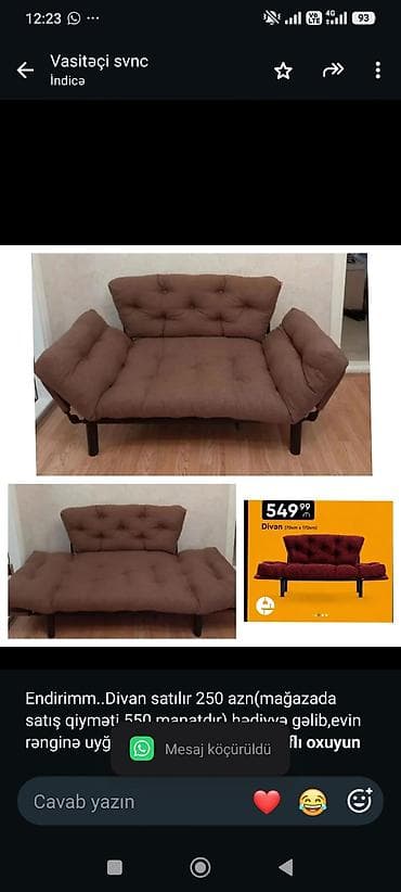 divan olcusu: Endirimm. Divan satılır 250 azn(mağazada satış qiyməti 550 manatdır) — 1
