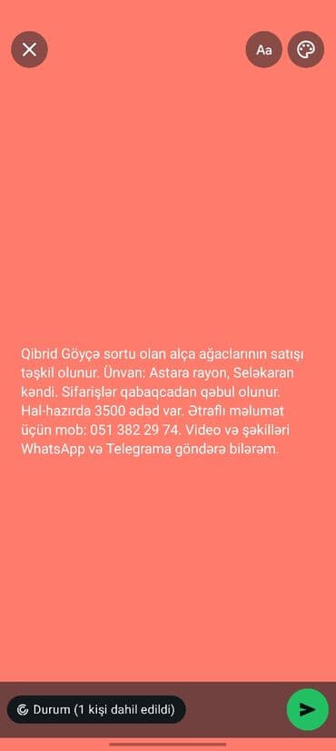 darvazalar ikinci əl: Qibrid Göyçə sortu olan alça ağaclarının satışı təşkil olunur. Ünvan — 1