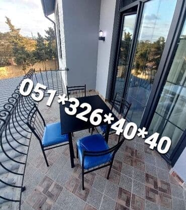 naxcivan bina evleri: Yeni, Dördbucaq masa, 6 stul, Açılan, Stullar ilə, Metal, Azərbaycan — 20