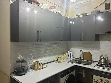 irsad qaz peci: Mətbəx mebel dəsti – parlaq qrafit/boz rəng - Üst şkaflar: düz — 4