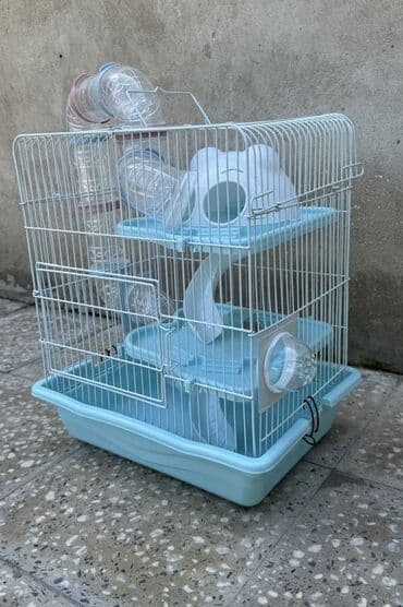 большая клетка для грызунов: Hamster üçün çoxmərtəbəli qəfəs və oyun komplekti - Rəng: açıq mavi — 2