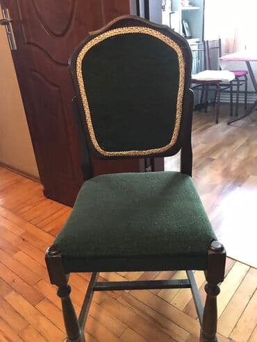 стул: Stul, Yuqoslaviya istehsalı, 6 dene, yaşıl rengde parça ile örtülüb — 1