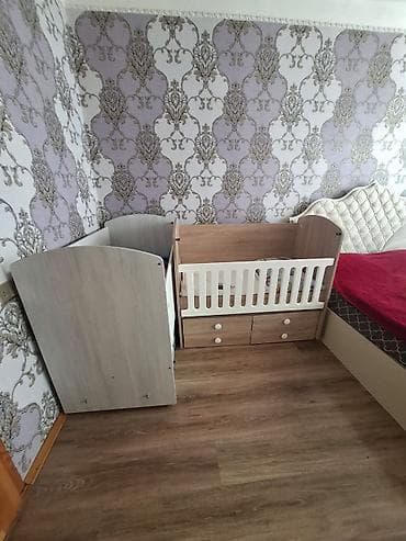 tumba satilir: Uşaq beşiyi və komod-modul dəsti - Material: LMDP/taxta teksturalı — 3