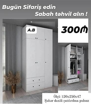 işlənmiş paltar şkafı: 5 qapı, Güzgülü, Qara, Açılan, Düz dolab — 3