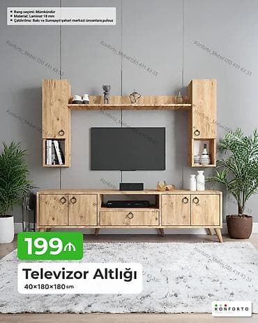 kitab refi: Televizor altlığı və üst modul dəsti - Ölçü: 40 × 180 × 180 sm - — 1