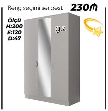 4 qapılı şkaf: Yeni, Açılan, 3 qapılı Düz dolab, Qarderob, paltar dolabı, Azərbaycan — 1