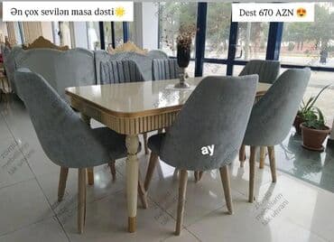 Stullar: Qonaq otağı üçün, Açılmayan, Dördbucaq masa, 6 stul — 1