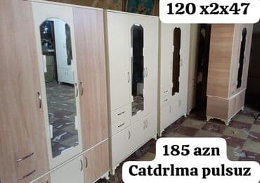 asilqan dolab: Açılan, 3 qapılı Düz dolab, Qarderob, paltar dolabı — 19