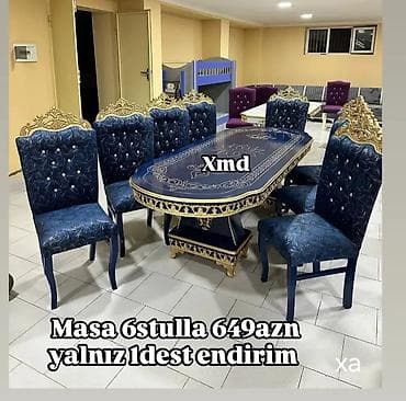 Klassik üslubda dəst: oval formalı masa və 6 ədəd stul. - Rəng