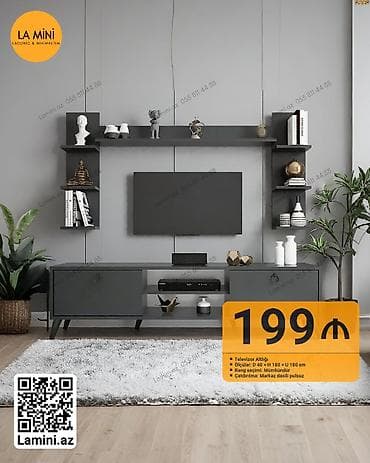 Düz TV altlığı, Polkalı, Laminat