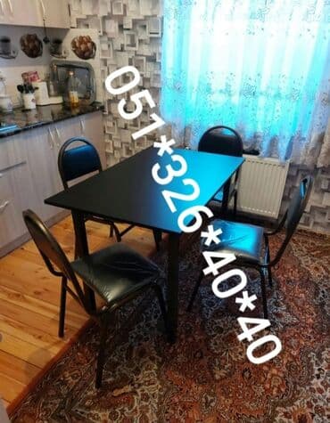 Masa və oturacaq dəstləri: Qonaq otağı üçün, Yeni, Açılan, Dördbucaq masa, 6 stul — 21