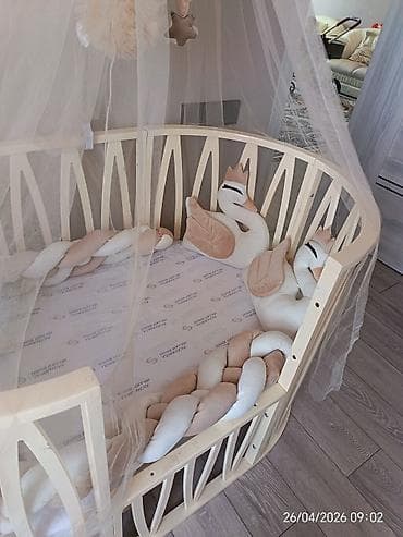 manej besik: Oğlan və qız üçün, Yumru, Beşik, Dəst ilə, Matras ilə, Yellənmə mexanizmsiz — 3