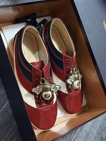 кросовки: Gucci bəzəkli dəri idman ayaqqabısı - Model: Gucci Ace üslubunda — 4