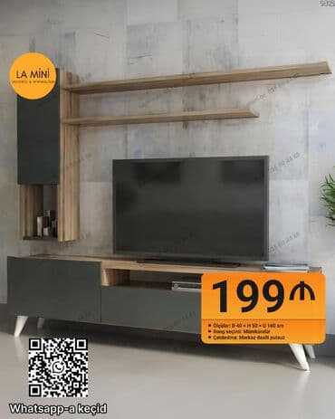 Mətbəx mebeli: Düz TV altlığı, Polkalı, Laminat — 1