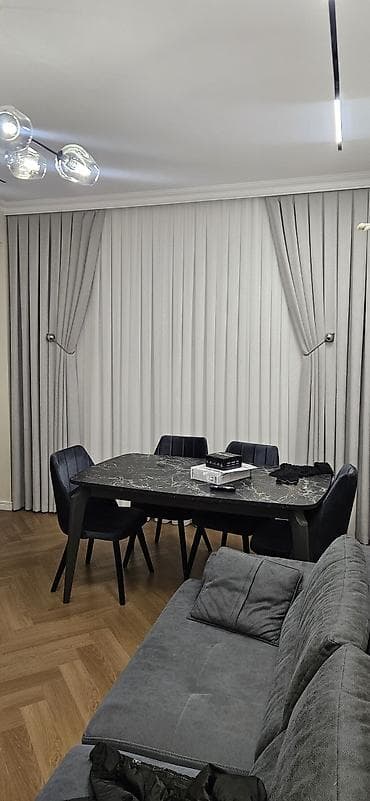 Şamdanlar: Boz rəngli ikili pərdə dəsti - Material: Qalın, yumşaq teksturalı — 2