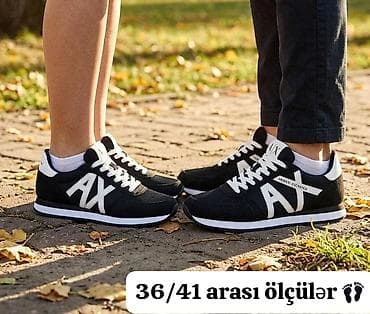 Unisex idman ayaqqabısı – AX loqolu model - Rənglər: qara və tünd göy lalafo.az -da Unisex idman ayaqqabısı – AX loqolu model - Rənglər: qara və tünd göy