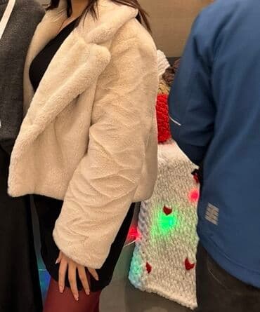 qadın qış geyimləri: Kürk, Stradivarius, S, rəng - Bej — 2