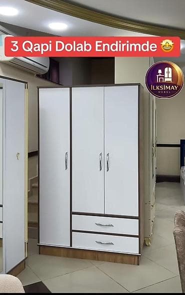 balkon skaflari: 3 qapılı, Siyirməli, Ağ, Taxta, Açılan, Düz dolab — 1