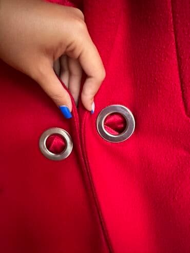 qadınlar üçün təbii dublyonkalar: Palto, L, rəng - Qırmızı — 4