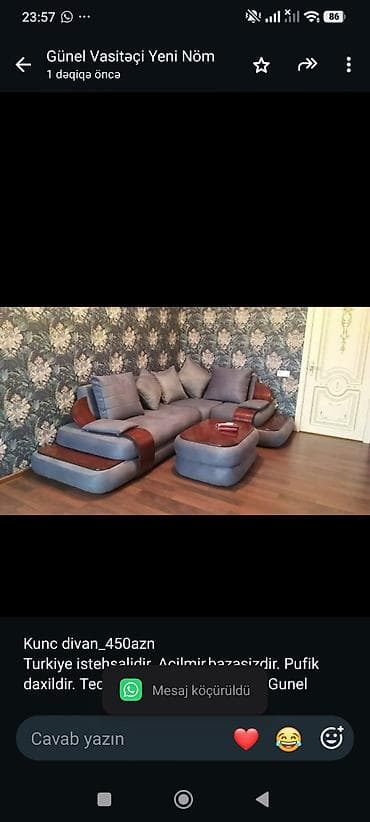 Kunc divan_450azn Turkiye istehsalidir. Acilmir,bazasizdir. Pufik