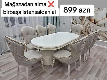 dırnag stolu: Qonaq otağı üçün, Yeni, Açılmayan, Oval masa, 8 stul — 1