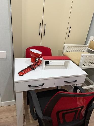 ucuz ofis masası: Ağ iş masası və ofis kreslosu dəsti - Masanın ölçüsü təxmini: geniş — 3