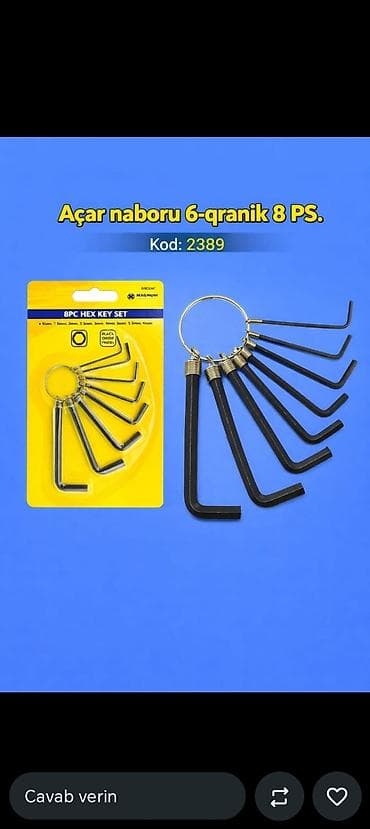 Açar dəsti ədəd: 8