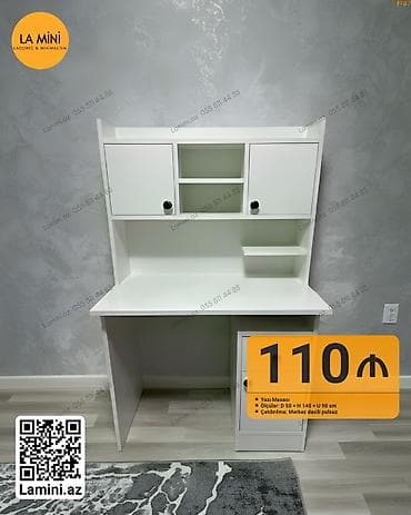 Yazı masası – La Mini - Rəng: ağ - Ölçülər: D 50 x H 140 x U 90 sm -