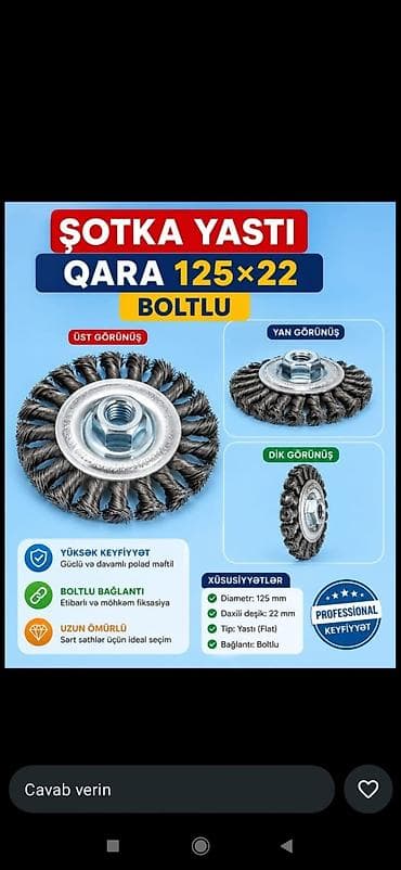 Şotka Yastı – Qara, 125×22, boltlu Metal və sərt səthlərin