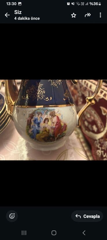 женьшень капсулы для набора веса: Чайный набор, цвет - Синий, Фарфор, 6 персон, Германия — 4