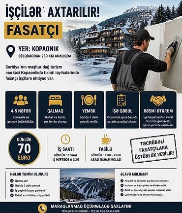catdirilma isi: Fasad, naxış ustası tələb olunur, 6/1, Saatlıq ödəniş — 2