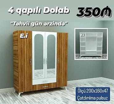 dolap azerbaycan: Yeni, Açılan, 4 qapılı Düz dolab, Qarderob, paltar dolabı, Azərbaycan — 5