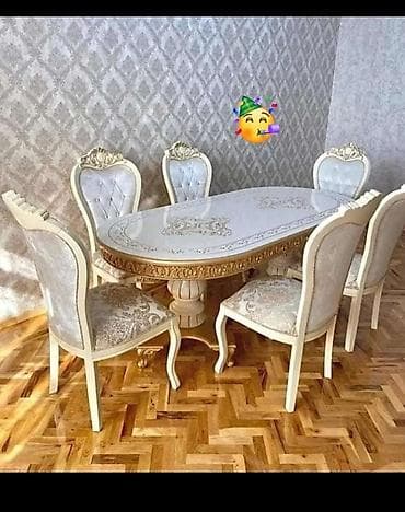 ikinci əl stol: Qonaq otağı üçün, Yeni, Oval masa, 6 stul — 1