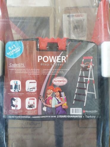 dülgər alətləri: POWER Step Ladder – 5+1 pilləkən Məhsul xüsusiyyətləri: - Model: Code — 2