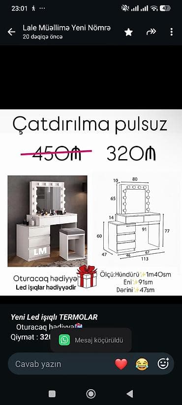 masa islenmis: _*Yeni Led işıqlı TERMOLAR*_ Oturacaq hədiyyə🎁 Qiymət : *320₼* — 1