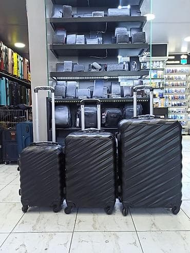 Səyahət çamadan dəsti – 3 ölçü (S, M, L), qara rəng, zolaqlı tekstura lalafo.az -da Səyahət çamadan dəsti – 3 ölçü (S, M, L), qara rəng, zolaqlı tekstura