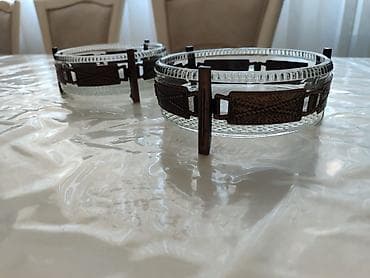 meyve qabl: İki ədəd dekorativ şüşə qabaq – metal bəzəkli 2 ed konfet qabı cütü 70 — 2