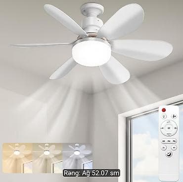 elektron saat: Tavan ventilyatoru ilə LED işıq – pultla idarəetmə - Rəng: ağ - — 2