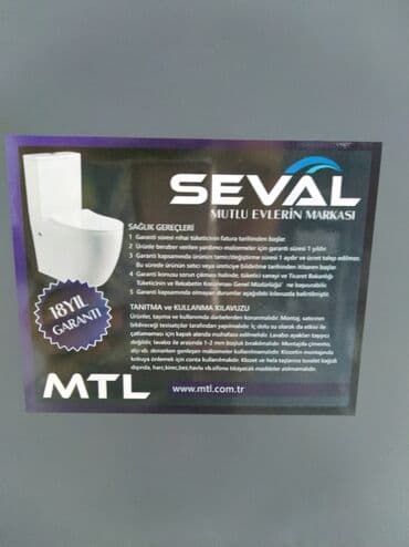 tualet ucun unitaz: Seval markalı, boz rəngli tualet qabı. Bu model qapaqla birlikdə — 2