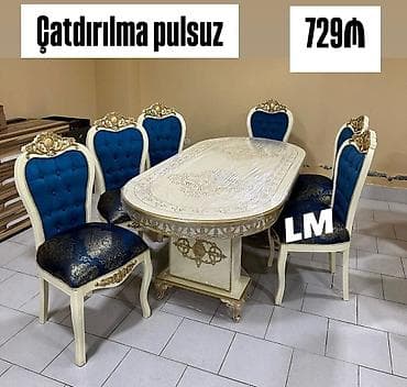 Qonaq otağı üçün, Açılmayan, Oval masa, 6 stul