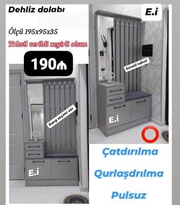 hamam ucun dus kabina: Yeni, Açılan, 2 qapılı Düz dolab, Dəhliz dolabı — 1