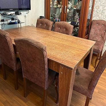 stulla: Masa dəsti 6 stulla açılır 200₼. Stulun birinə lipuçka tökülüb ləkə — 1