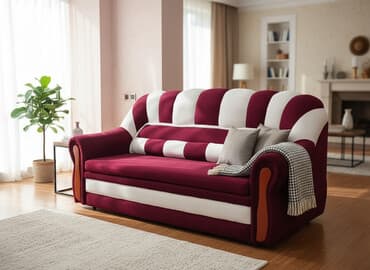 metbex kunc divanlari qiymetleri: Bordo-ağ rəng palitralı yumşaq mebel dəsti - Tərkibi: 1 divan + 2 — 1