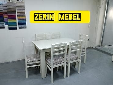 Mətbəx üçün, Açılmayan, Dördbucaq masa, 6 stul