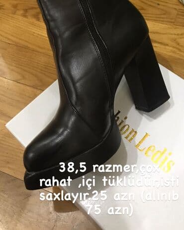 qiz ucun botlar: Ölçü: 38.5, rəng - Qara, İşlənmiş — 2