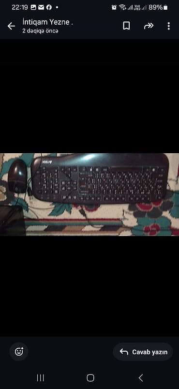 Masaüstü kompüter dəsti Tərkib: - Sistem bloku (qara korpus, ön