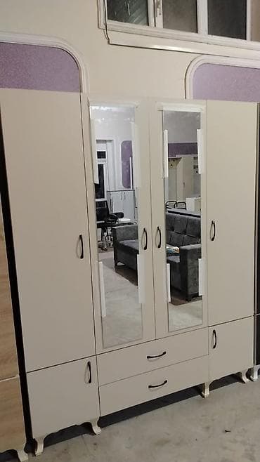 qapi avropa: Yeni, 4 qapılı, Güzgülü, Ağ, Digər material, Açılan, Düz dolab — 9