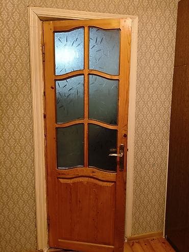 budda: Şüşəli taxta otaq qapısı - Material: təbii ağac (şam ağacı teksturası — 6