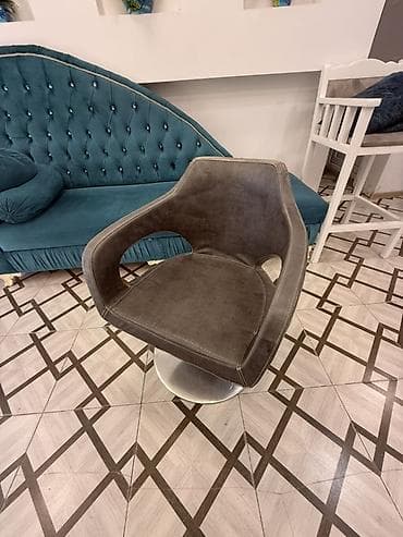 kreslo: Modern dizaynlı dönər əsaslı kreslo - Rəng: tünd boz - Material — 3