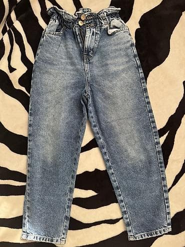 mavi don: Uşaq üçün iki ədəd cins şalvar dəsti 1) Açıq mavi karqo cins - Geniş — 3